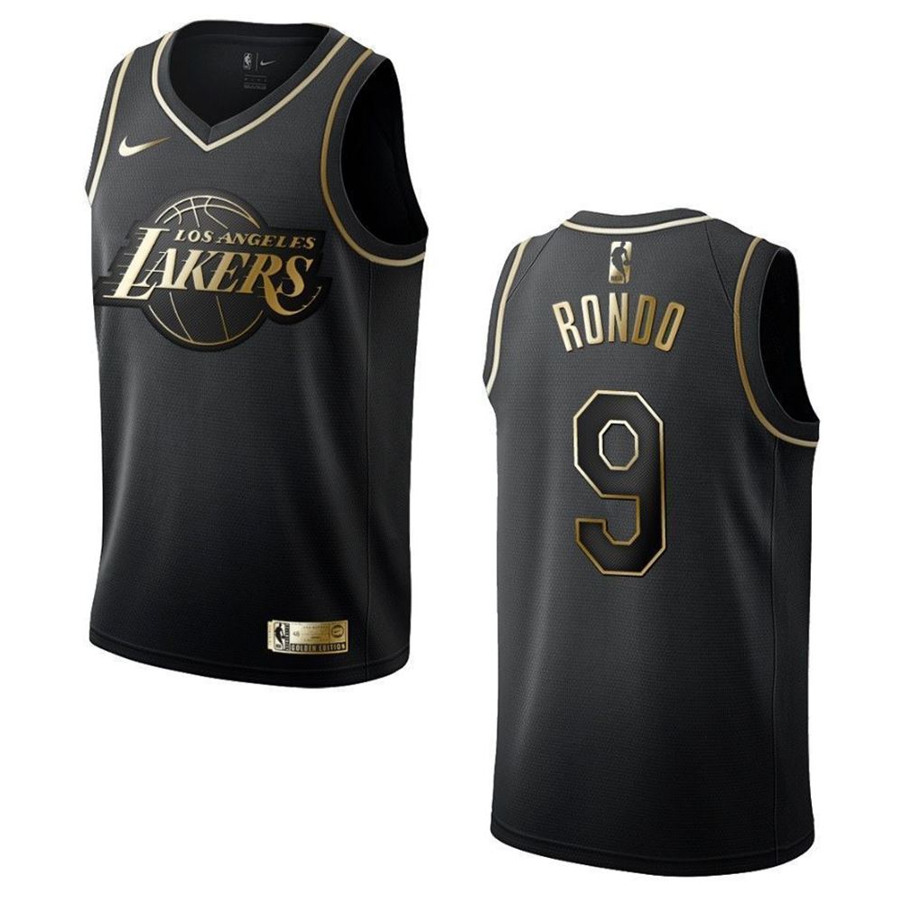 Los Angeles Lakers 9 Rajon Rondo Golden Edition Black 3D Jersey ELNS0