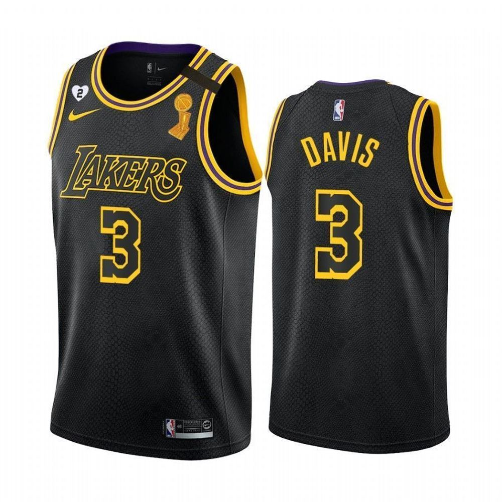 Los Angeles Lakers Anthony Davis 2021 NBA Finals Champions Jersey Black Mamba Inspired fAolU