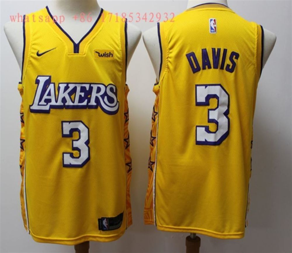 Los Angeles Lakers Anthony Davis 3 2021 City Edition New Arrival Gold jersey wwaJh