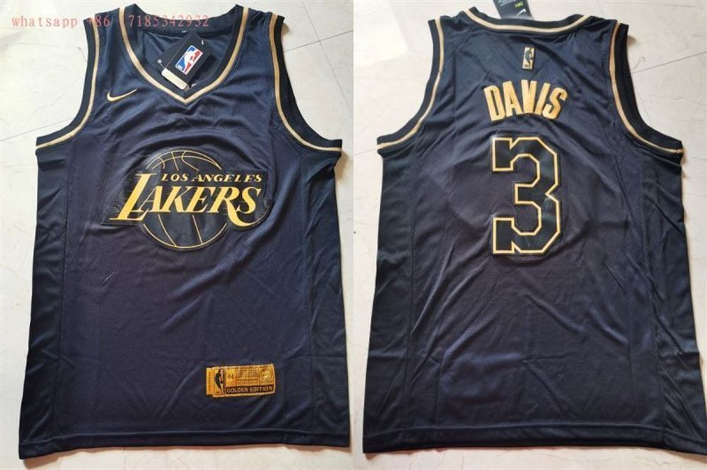 Los Angeles Lakers Anthony Davis 3 Nba New Arrival Golden Edition Black Jersey AllOver Print eERFr