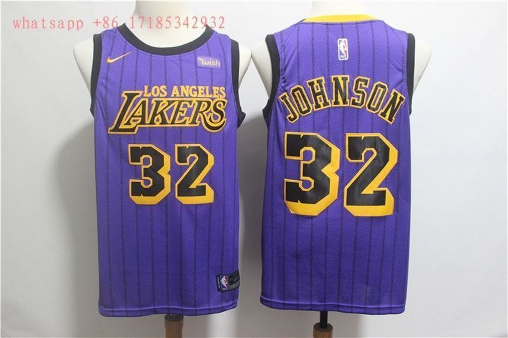Los Angeles Lakers Magic Johnson 32 2020 Nba New Arrival Purple Jersey AllOver Print LDPfy