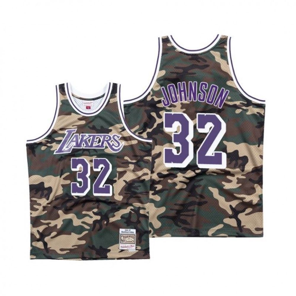 Los Angeles Lakers Magic Johnson Camo Woodland Jersey 387Ke