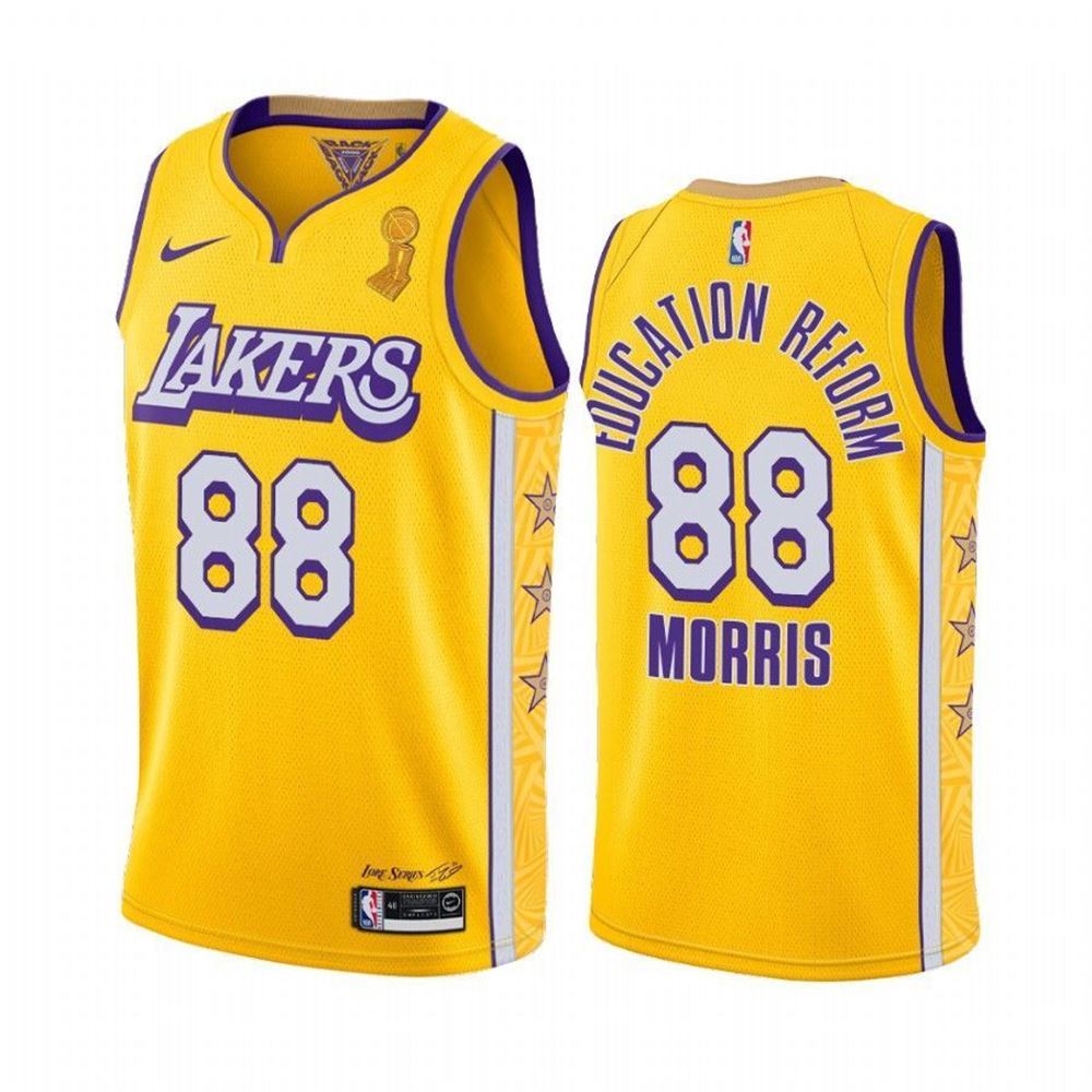 Los Angeles Lakers Markieff Morris 2021 NBA Finals Champions Jersey Gold Social justice BLM