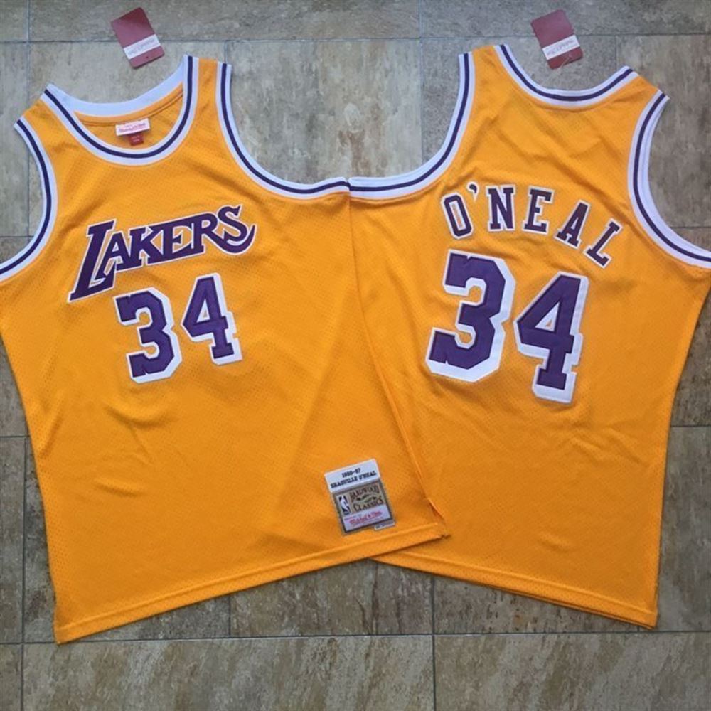 Los Angeles Lakers Shaquille ONeal 34 NBA Classic Gold Jersey 87Ouv