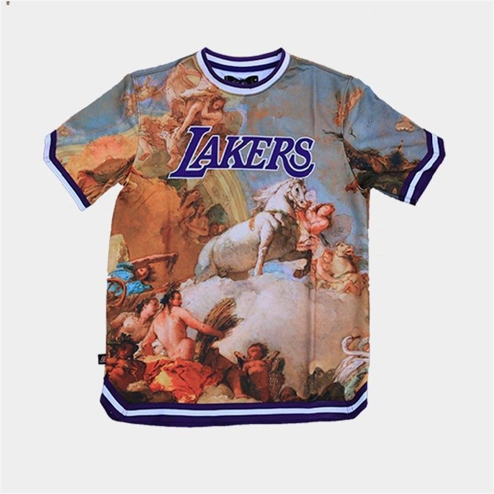 Los Angeles Lakers White Fine Art Baseball Jersey Shirts V6eiJ