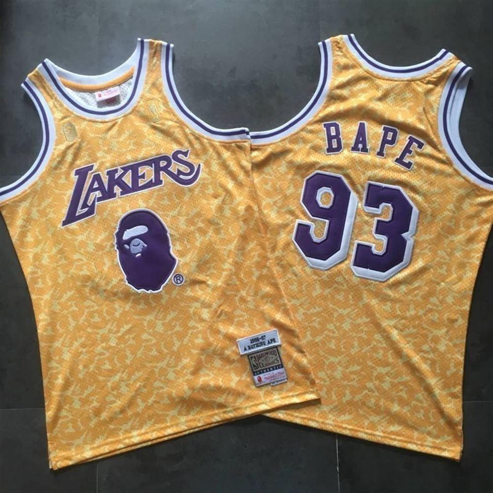 Los Angeles Lakers x Bathing Ape 93 NBA Classic Gold Jersey lGKPp