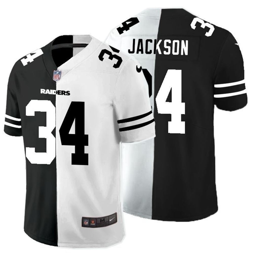 Los Angeles Raiders Bo Jackson 34 NFL 2021 Black and White Jersey Ib9Or