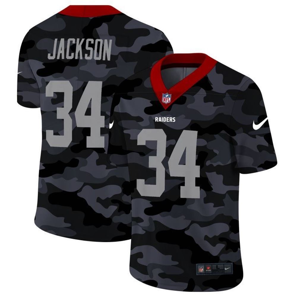 Los Angeles Raiders Bo Jackson 34 NFL 2021 Camo Jersey UXCVB