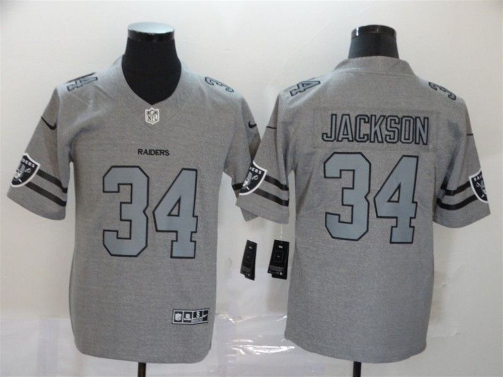 Los Angeles Raiders Bo Jackson 34 Nfl 2021 Grey Jersey EXFJe