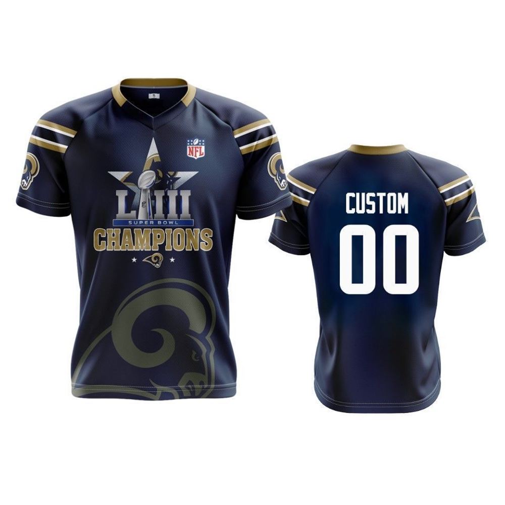 Los Angeles Rams 00 Custom Navy Super Bowl LIII Champions Mens Jersey jersey lnNu8