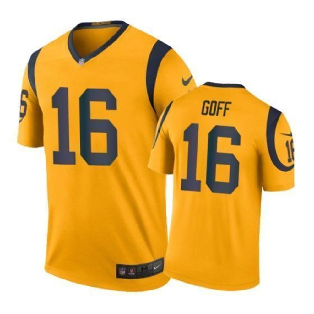 Los Angeles Rams 16 Jared Goff Color Rush Gold 3D Jersey 7mTBG