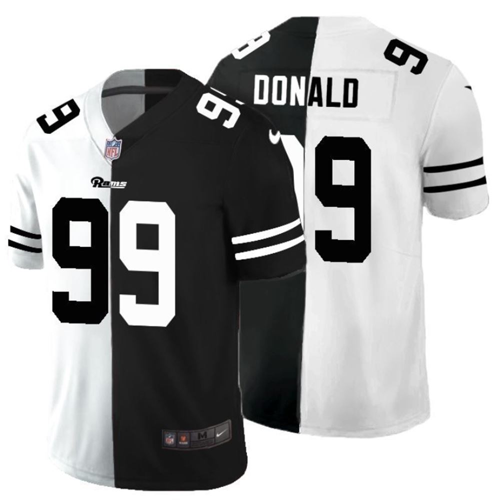 Los Angeles Rams Aaron Donald 99 NFL 2021 Black And White Jersey OsrkJ