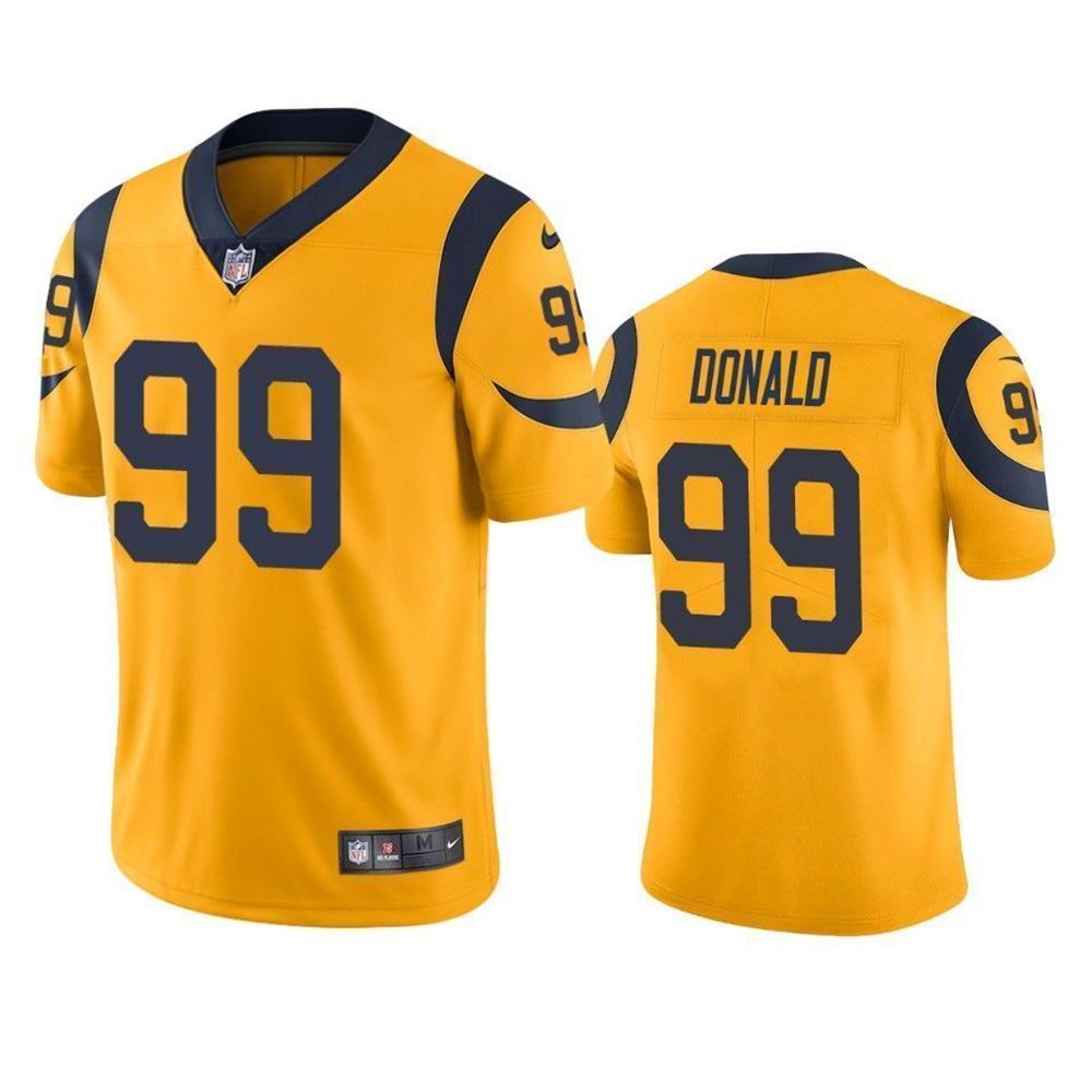 Los Angeles Rams Aaron Donald Gold Color Rush Limited 3D Jersey MtpsH