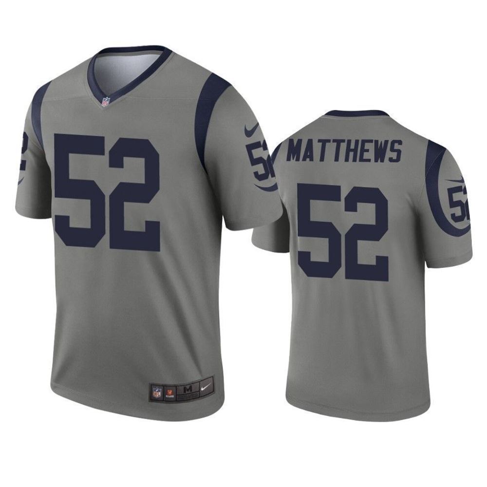 Los Angeles Rams Clay Matthews Gray Inverted Legend 3D Jersey