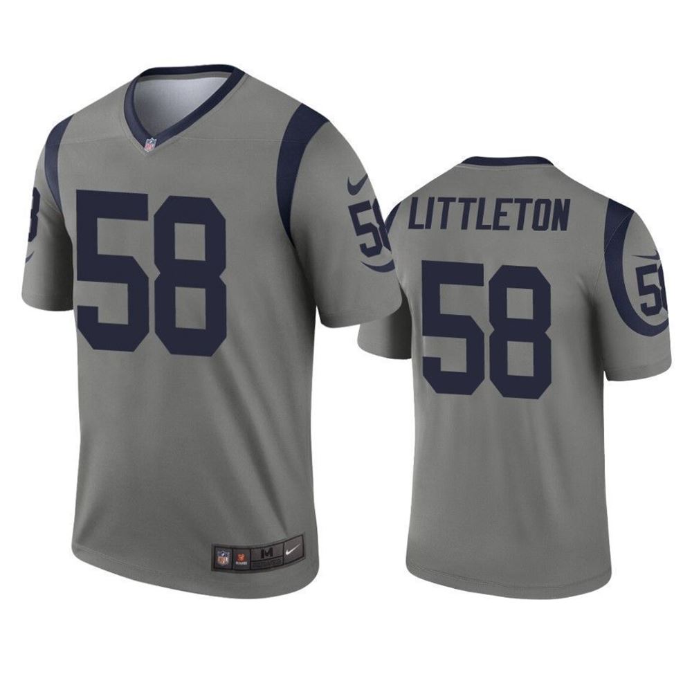 Los Angeles Rams Cory Littleton Gray Inverted Legend 3D Jersey 9Tw76