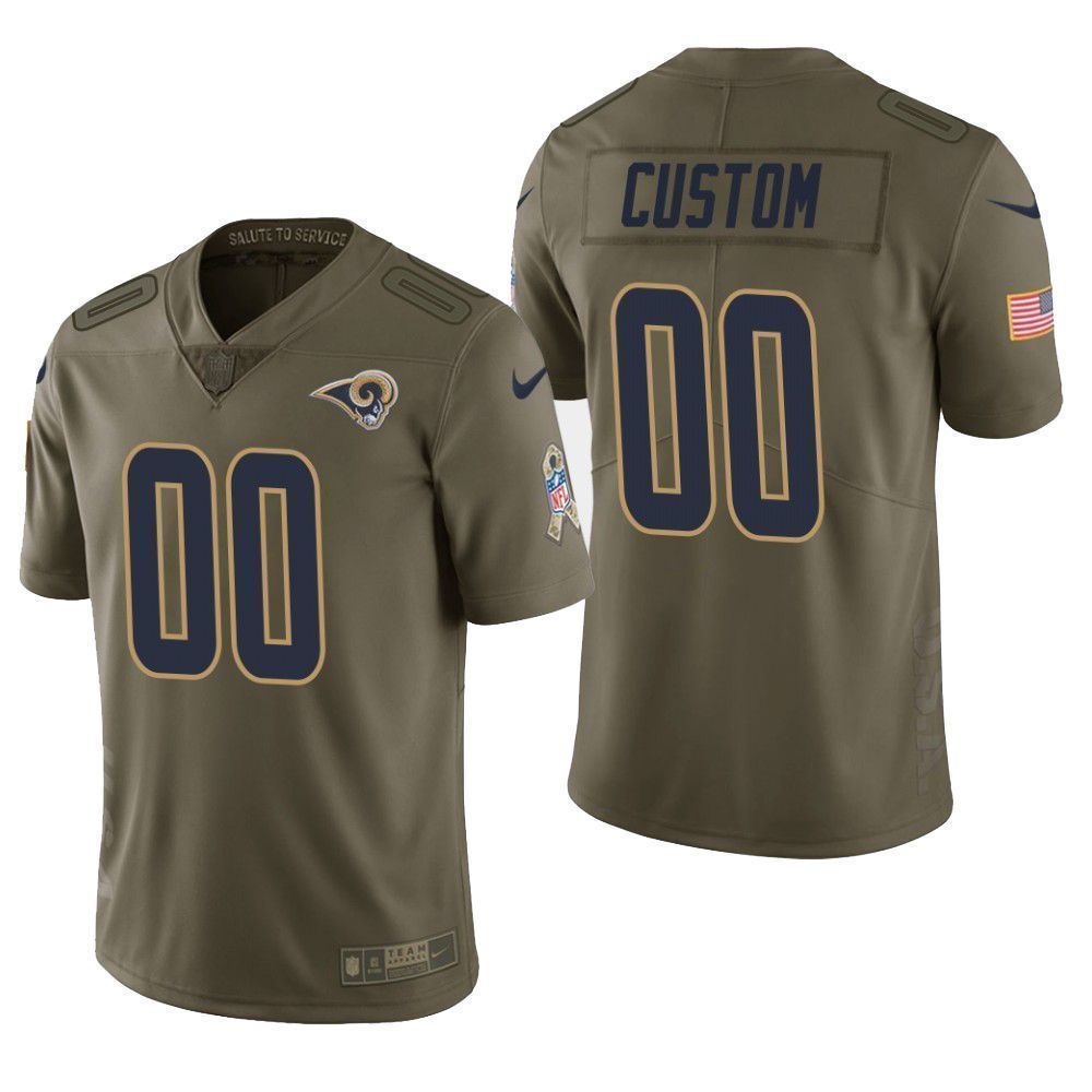 Los Angeles Rams Custom Salute To Service Limited Olive Mens Jersey AllOver Print Fd6k0