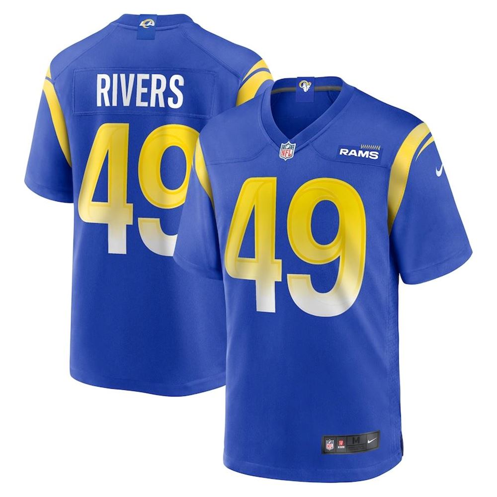 Los Angeles Rams Derek Rivers Royal Game Jersey Gifts For Fans QIuOf