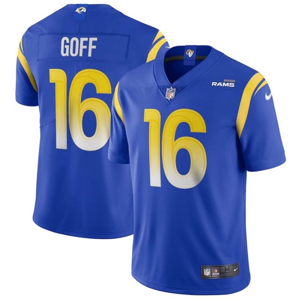 Los Angeles Rams Jared Goff 16 2021 Nfl New Arrival Blue Jersey Gifts For Fans tXIfU