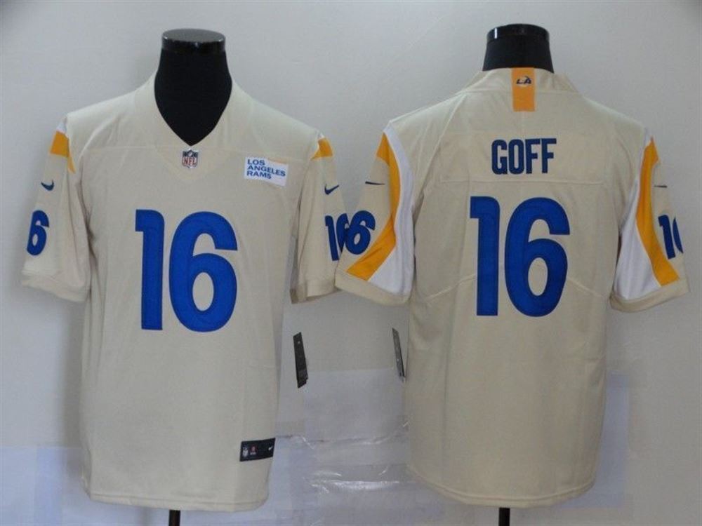 Los Angeles Rams Jared Goff 16 NFL 2021 Beige Jersey jersey jvz50