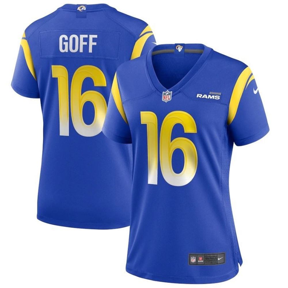 Los Angeles Rams Jared Goff 16 Nfl 2021 New Arrival Blue Jersey Gifts For Fans wvrnP
