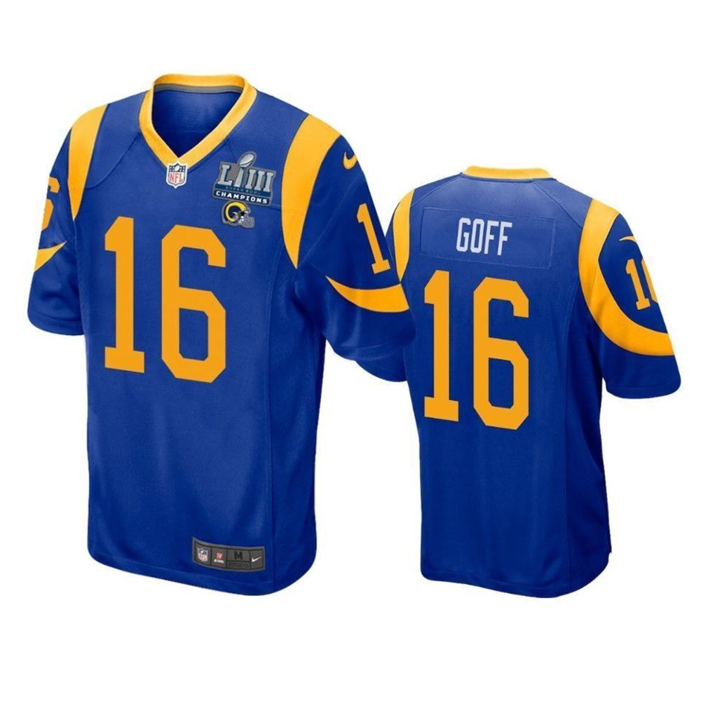 Los Angeles Rams Jared Goff Super Bowl LIII Champions Game Royal Mens Jersey jersey BPR5E