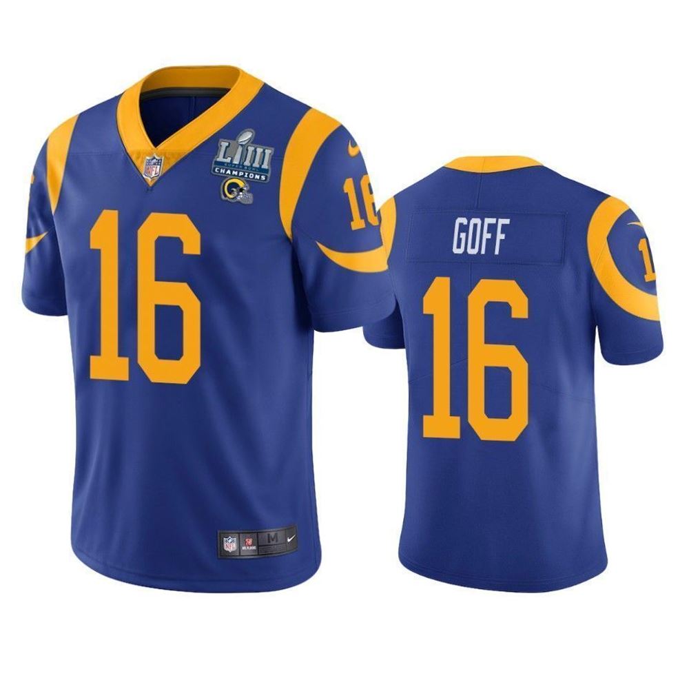Los Angeles Rams Jared Goff Super Bowl LIII Champions Limited Royal Mens Jersey jersey