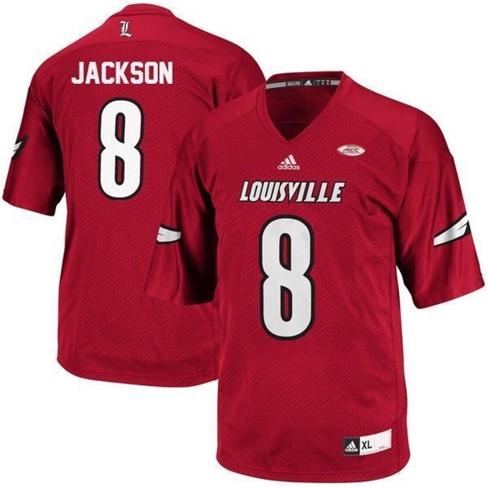 Louisville Cardinals 8 Lamar Jackson Red Football 3D Jersey 6nOON