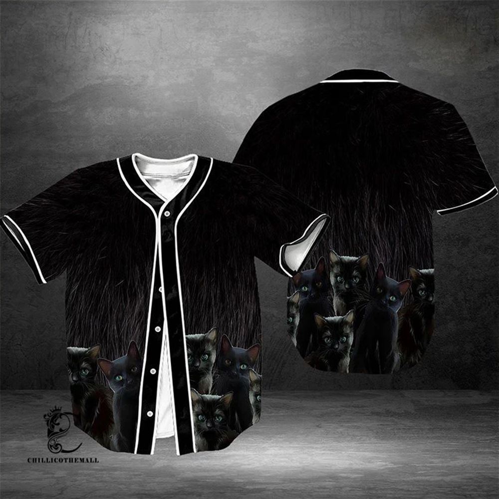 Love Black Cat Baseball Jersey Colorful Adult Unisex S 5XL Full Size R9Nj3