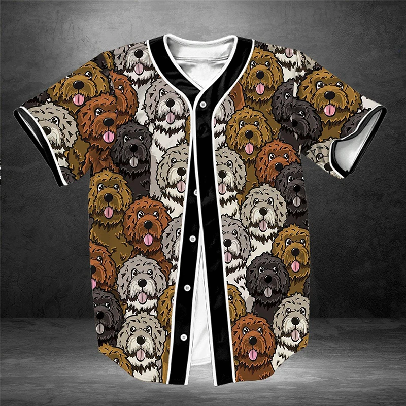 Lovely Goldendoodle Baseball Jersey Colorful Adult Unisex S 5XL Full Size sWafp