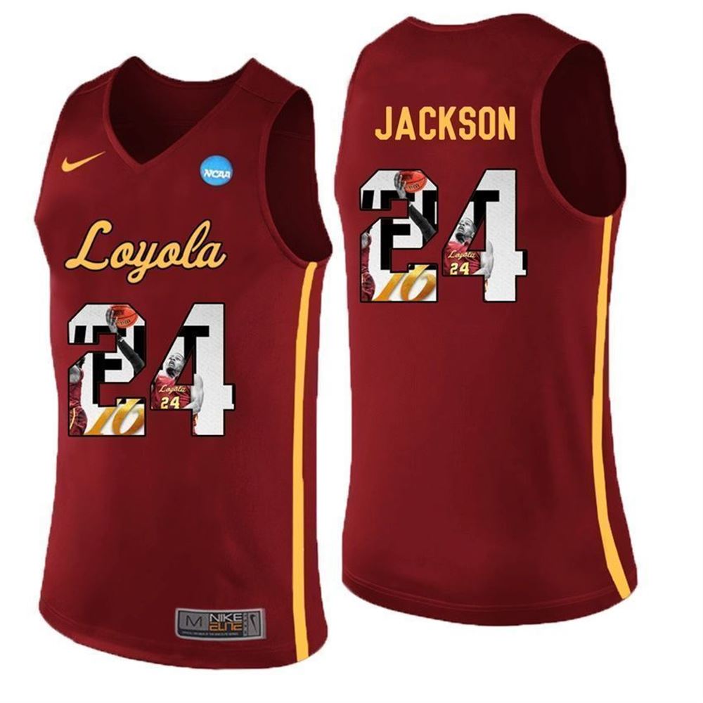 Loyola Ramblers Maroon Aundre Jackson College Basketball Portrait Jersey aHHSw