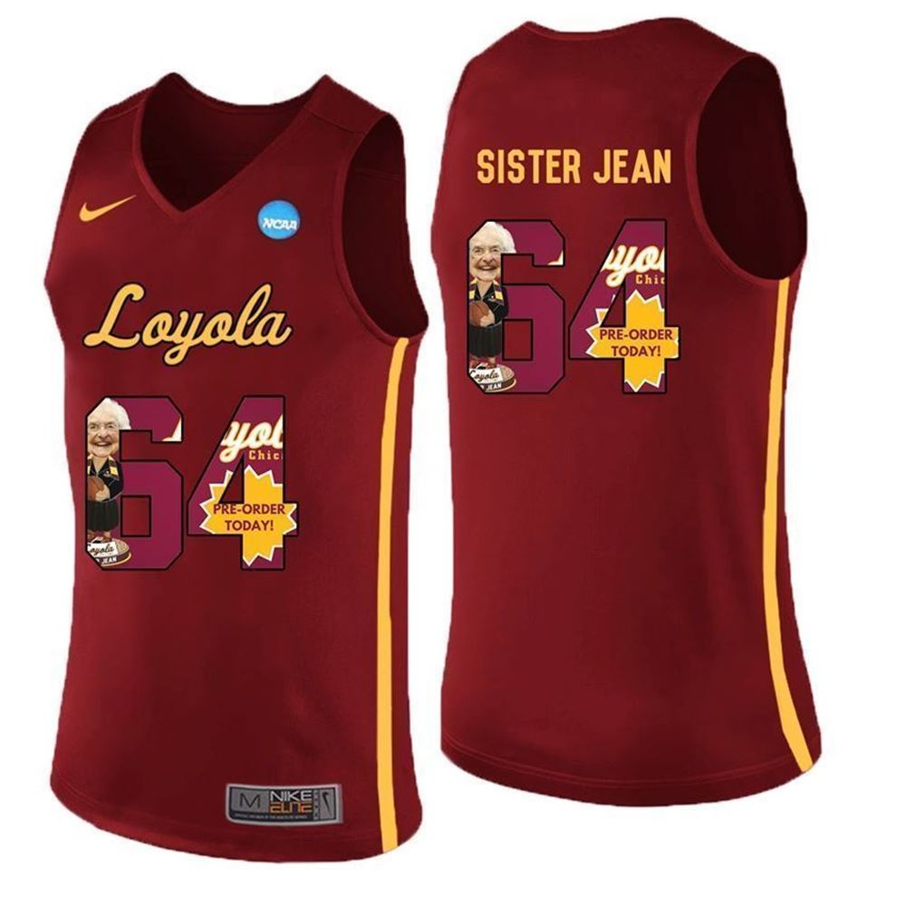 Loyola Ramblers Maroon Sister Jean College Basketball Portrait Jersey ESeM4