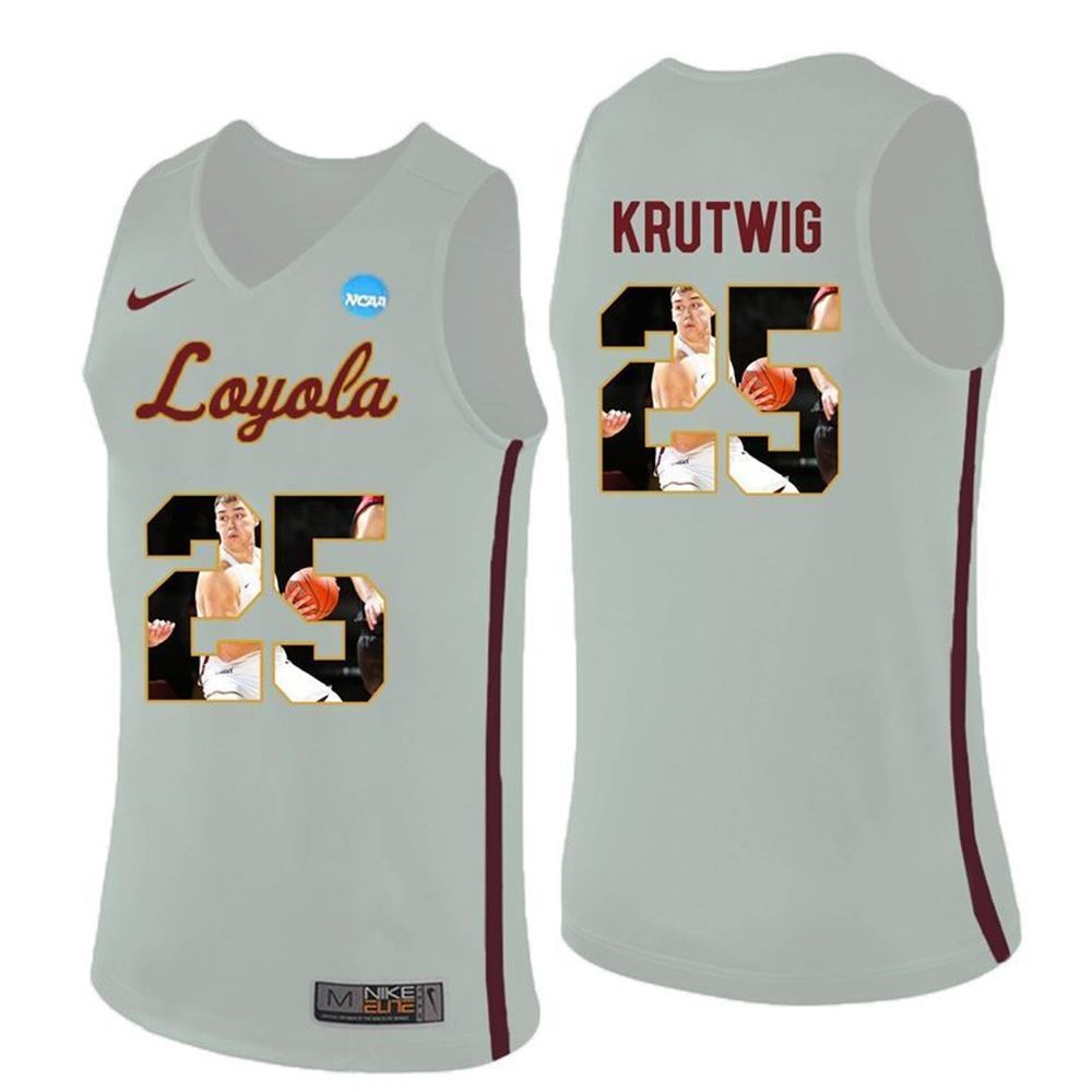 Loyola Ramblers White Cameron Krutwig College Basketball Portrait 3D Jersey cNpcQ