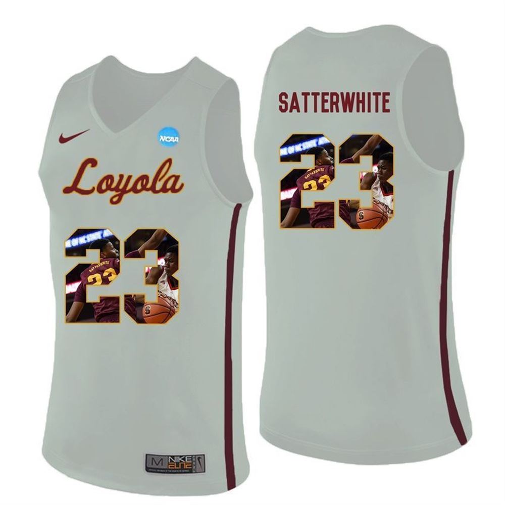 Loyola Ramblers White Cameron Satterwhite College Basketball Portrait 3D Jersey eqPTZ