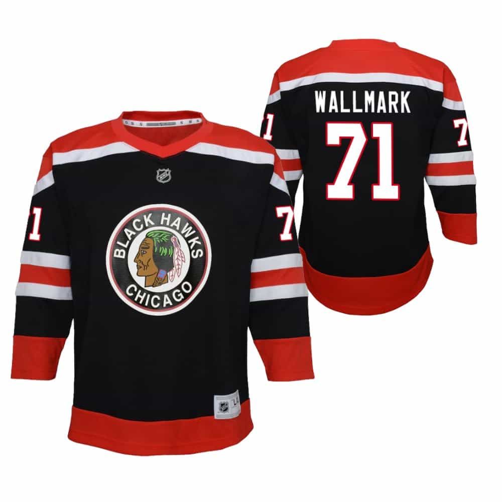 Lucas Wallmark Blackhawks Black Special Edition 2021 Reverse Retro 2020 2021 Jersey