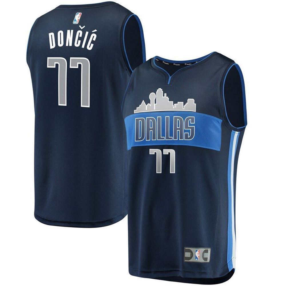 Luka Doncic Dallas Mavericks Fast Break Replica Jersey jersey Statement Edition Blue 2021 B8SSi