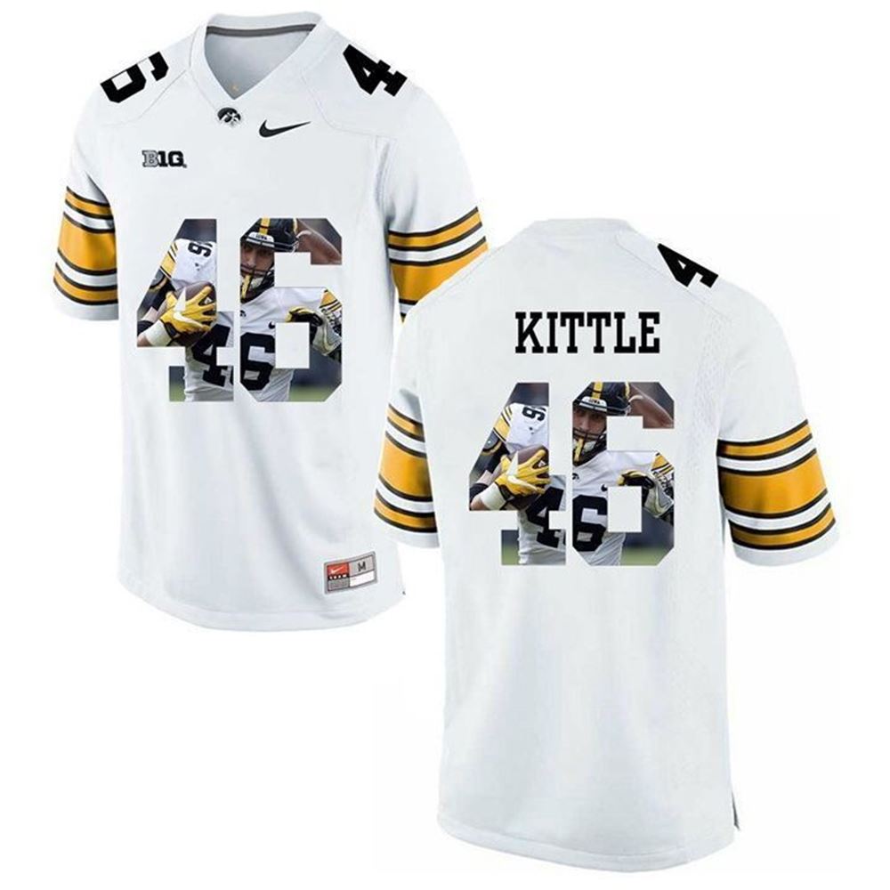 Male Iowa Hawkeyes White George Kittle College Football 3D Jersey (Copy)