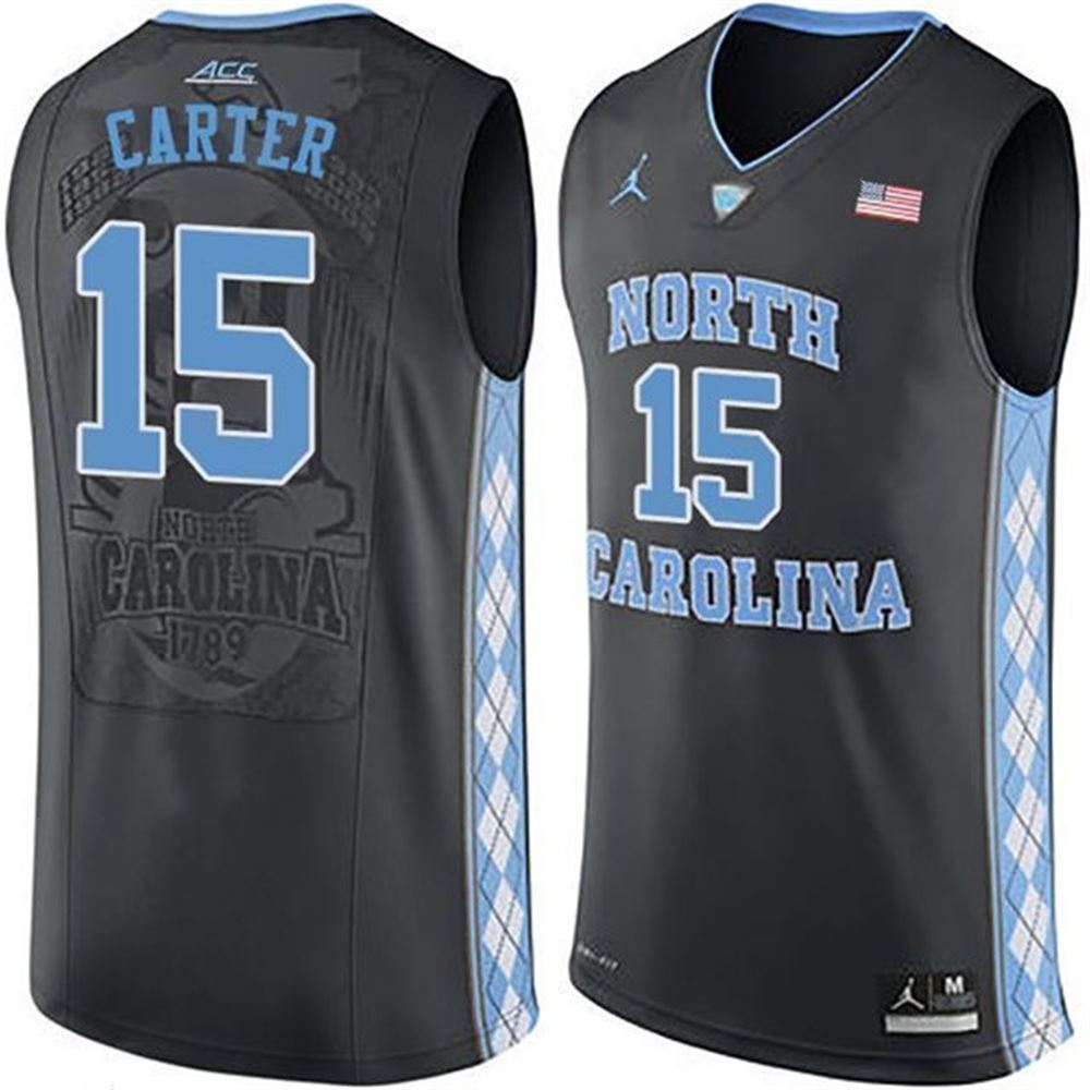 Male North Carolina Tar Heels Black Vince Carter College Basketball 3D Jersey 5Ascv
