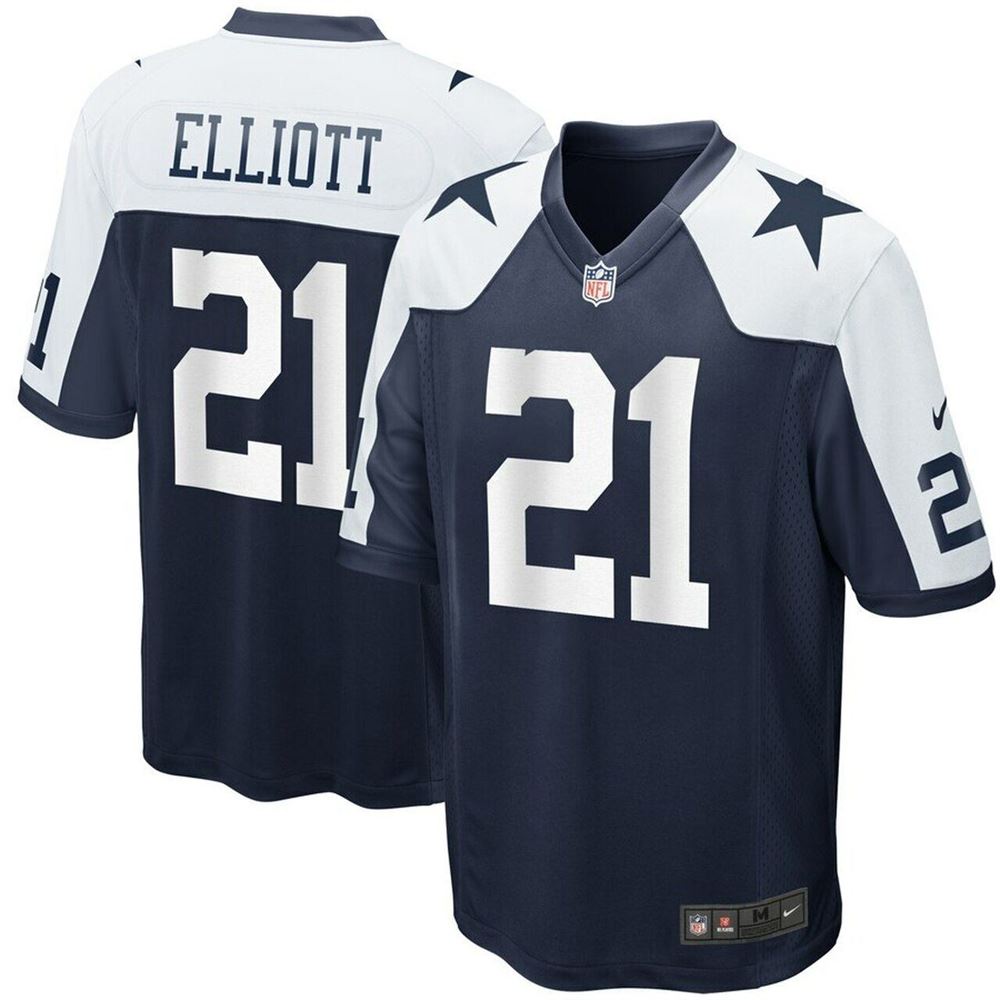 Men Dallas Cowboys Ezekiel Elliott Nike Navy Throwback Game Jersey 1NtIh