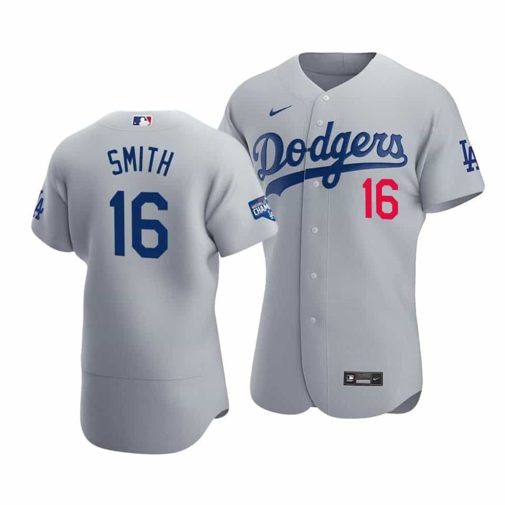 Men Is Dodgers Will Smith Gray 2020 World Series Champions Alternate Jersey K3REc