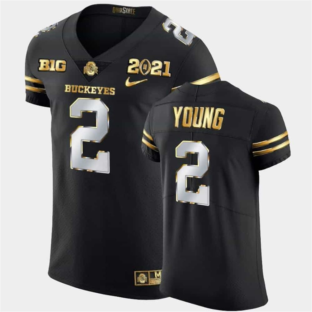 Men Is Ohio State Buckeyes Chase Young 2021 National Championship Black Golden Edition Jersey