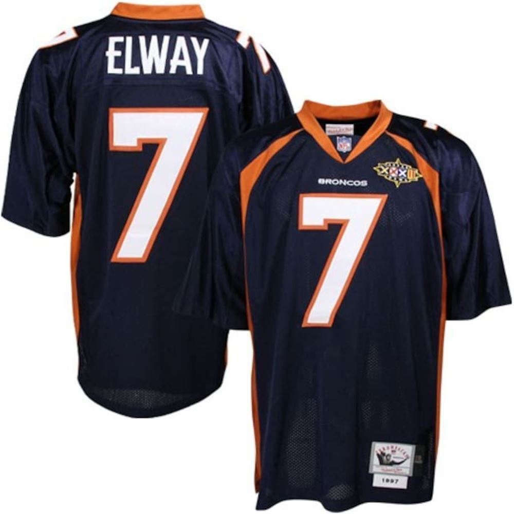 Mens Denver Broncos John Elway Navy Blue Throwback Jersey jersey