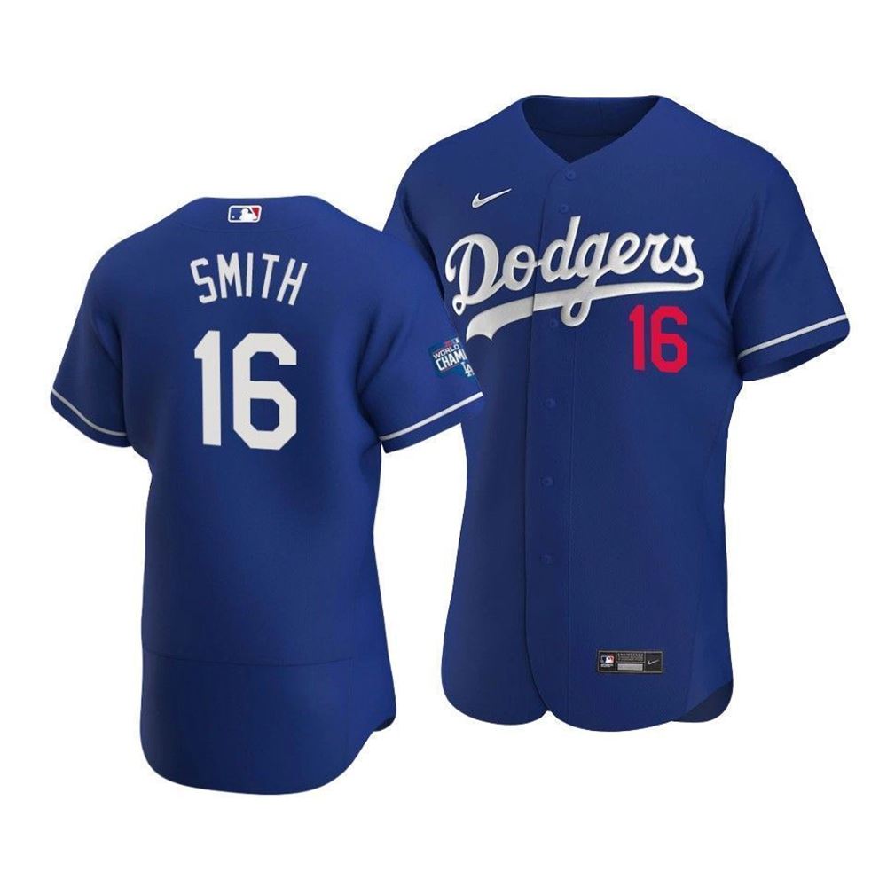 Mens Los Angeles Dodgers Will Smith 16 2021 World Series Champions Alternate Jersey Royal