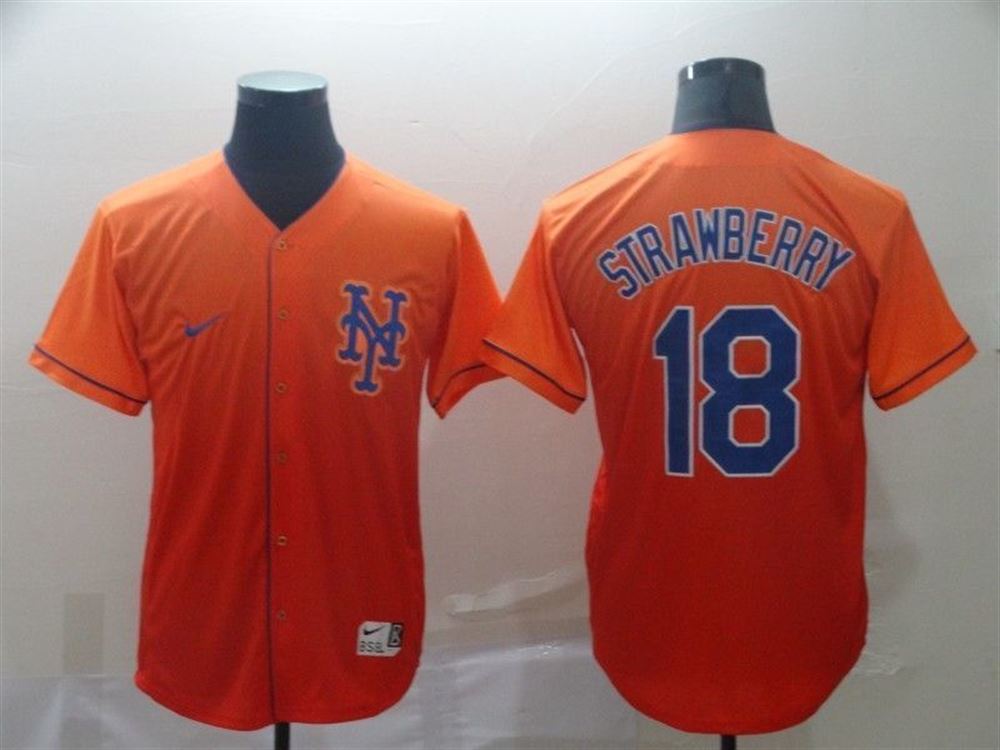 New York Mets Darryl Strawberry 18 2021 Mlb Orange Jersey