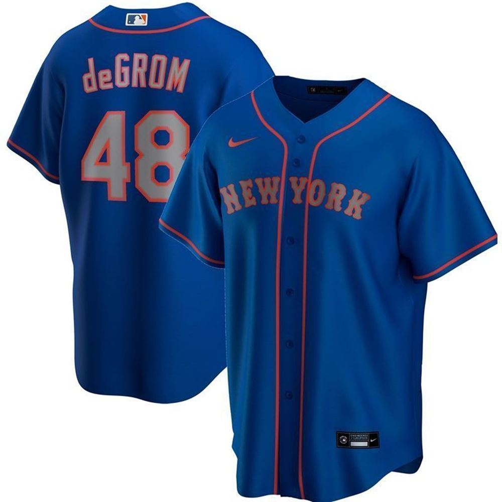 New York Mets Jacob Degrom 48 2021 Mlb Dark Blue Jersey