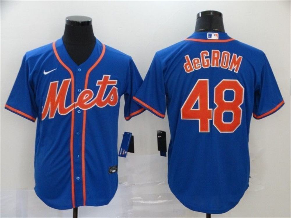 New York Mets Jacob deGrom 48 2021 MLB Blue Jersey jersey 132 style UgqX1
