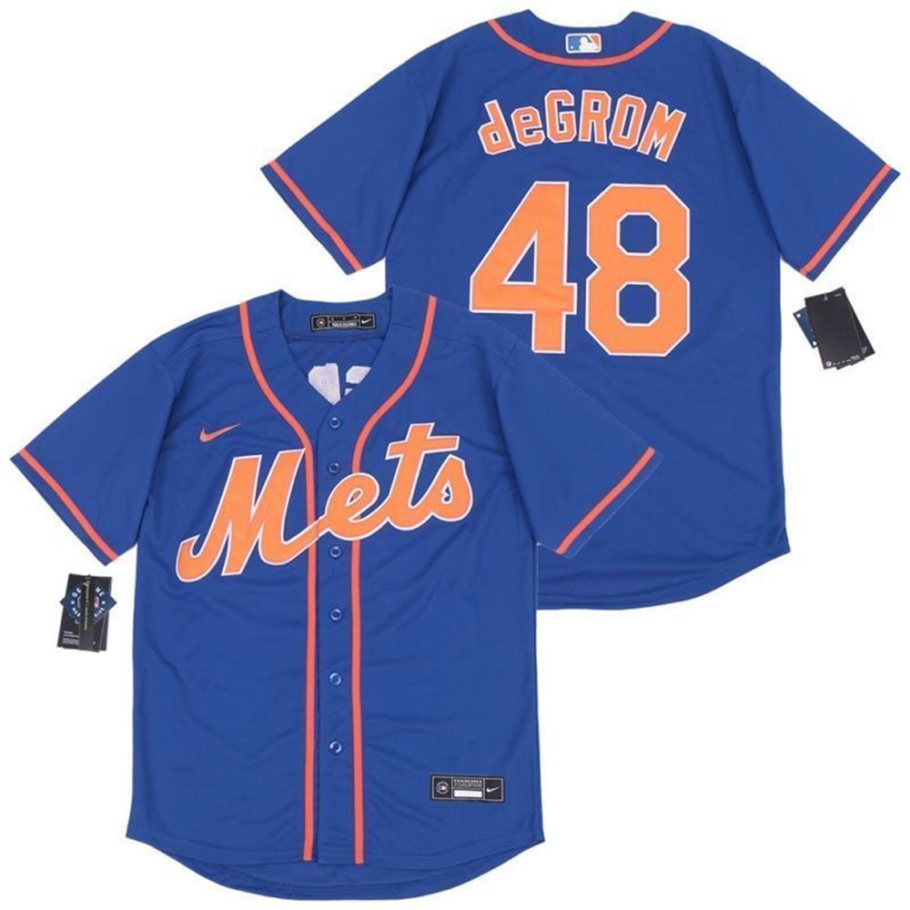 New York Mets Jacob deGrom 48 2021 MLB Navy Blue Jersey jersey