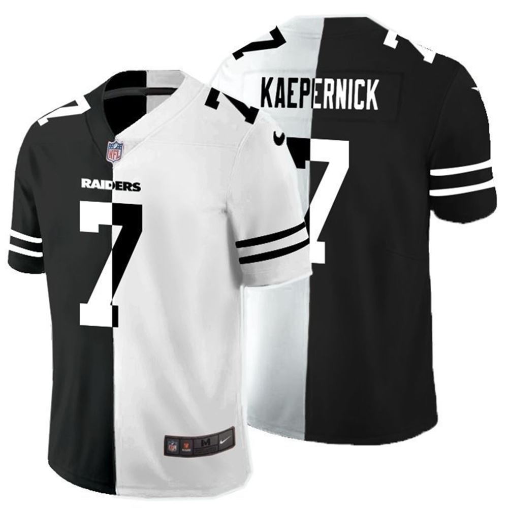 Oakland Raiders Colin Kaepernick 7 Nfl 2021 Black And White Jersey fGbow