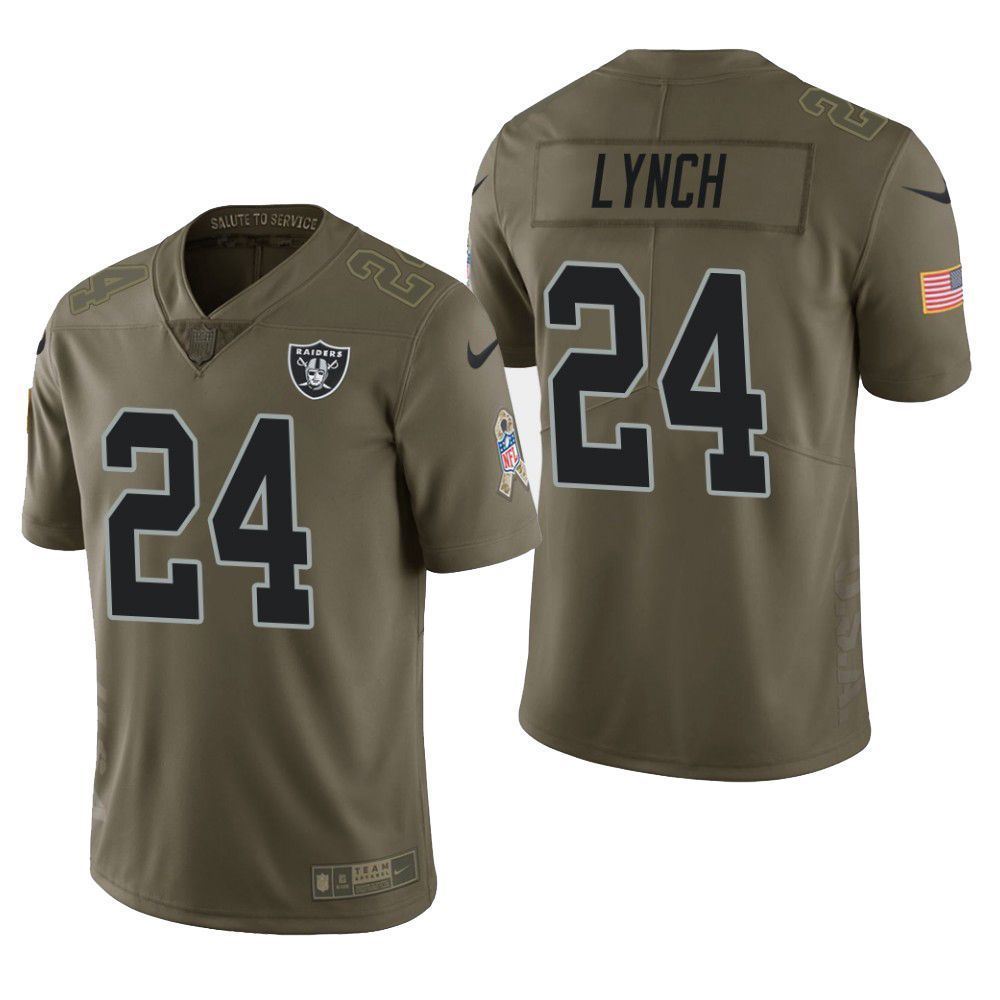 Oakland Raiders Marshawn Lynch Salute to Service Limited Olive Mens Jersey jersey