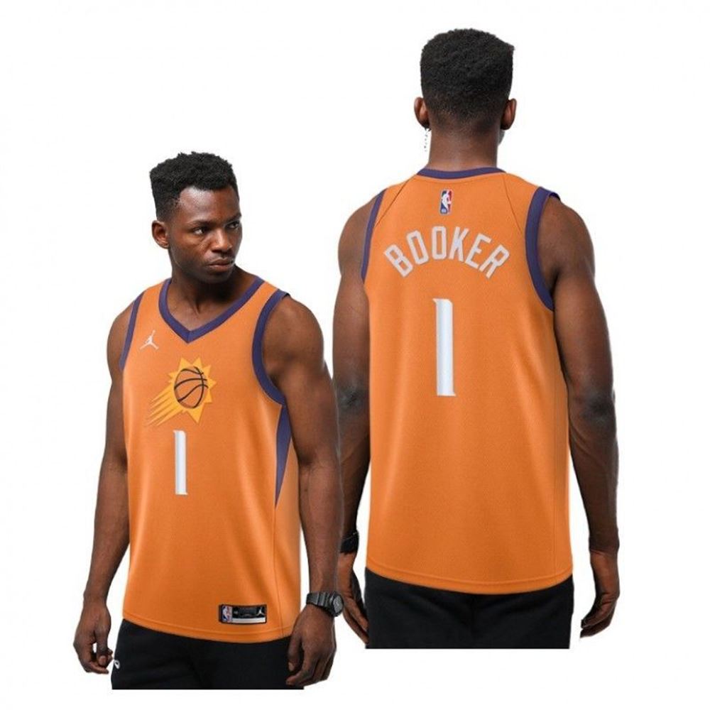 Phoenix Suns 1 Devin Booker 202121 Statement Jersey Orange Q5XRS