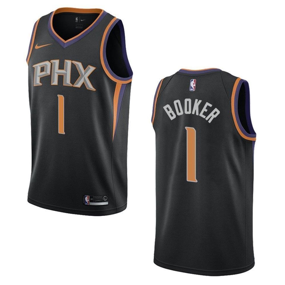 Phoenix Suns 1 Devin Booker Statement Swingman Black 3D Jersey S1tO9